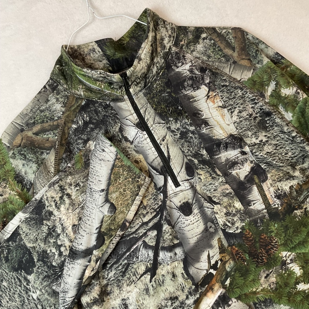 Mossy Oak Mens Birch Forest Camo 1/4 Zip Fleece Pullover Large 42-44‎ Hunting